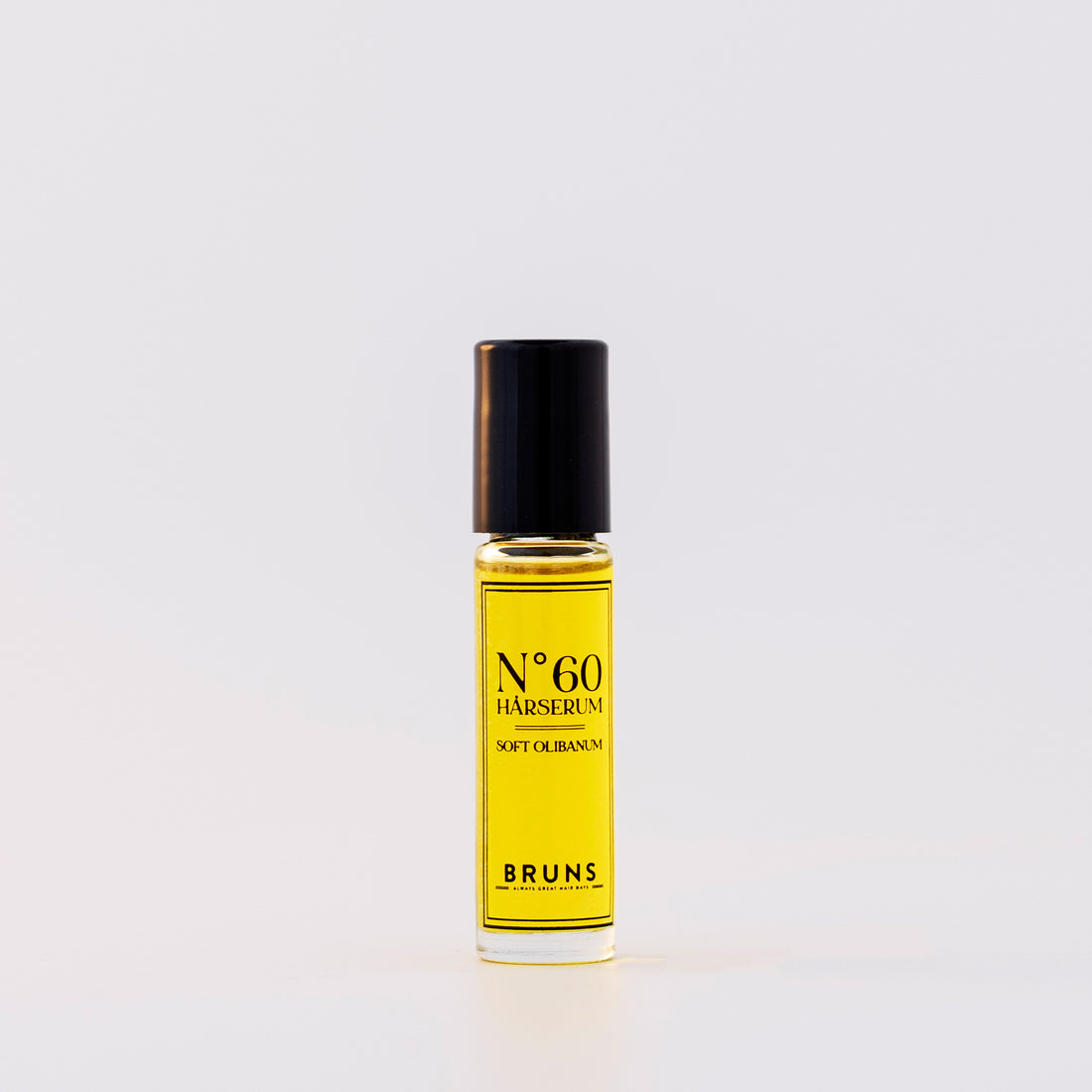 Glazen flesje BRUNS No 60 haarserum met natuurlijke olie, geur soft olibanum, geschikt voor droog en gevoelig haar.