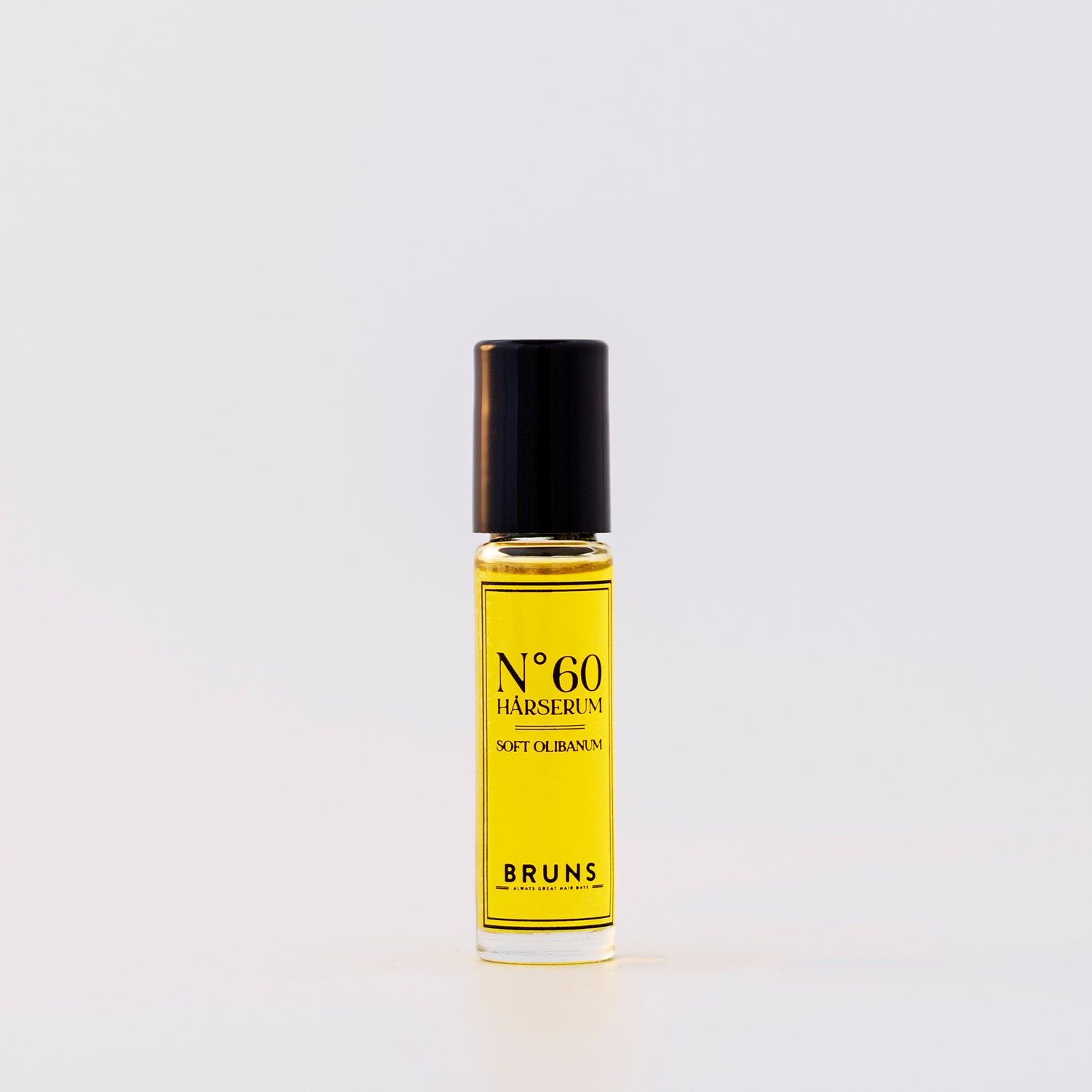 Glazen flesje BRUNS No 60 haarserum met natuurlijke olie, geur soft olibanum, geschikt voor droog en gevoelig haar.